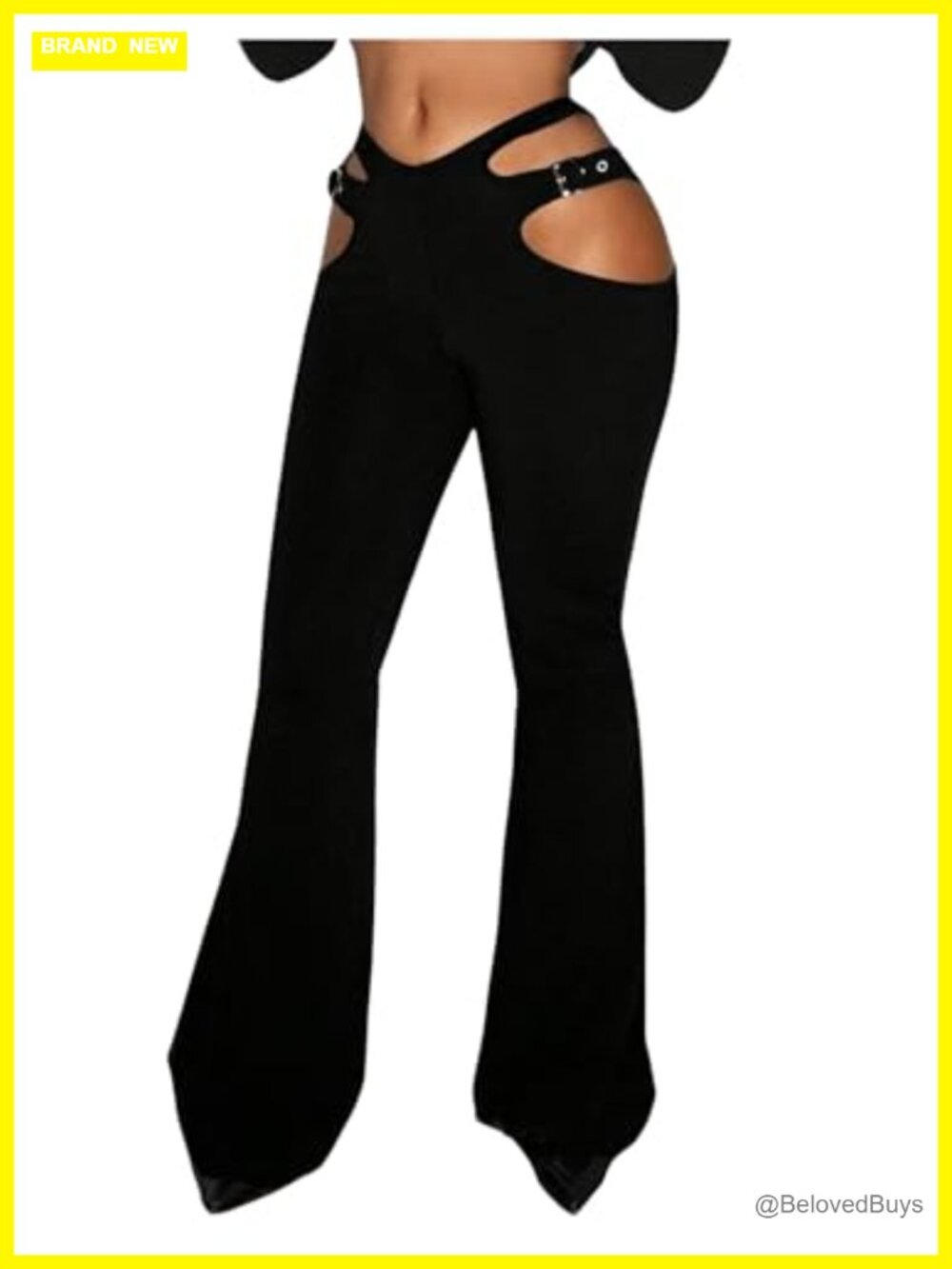 Women's Low Waist Cut Out Flare Leg Bootcut Trousers Y2K Pants